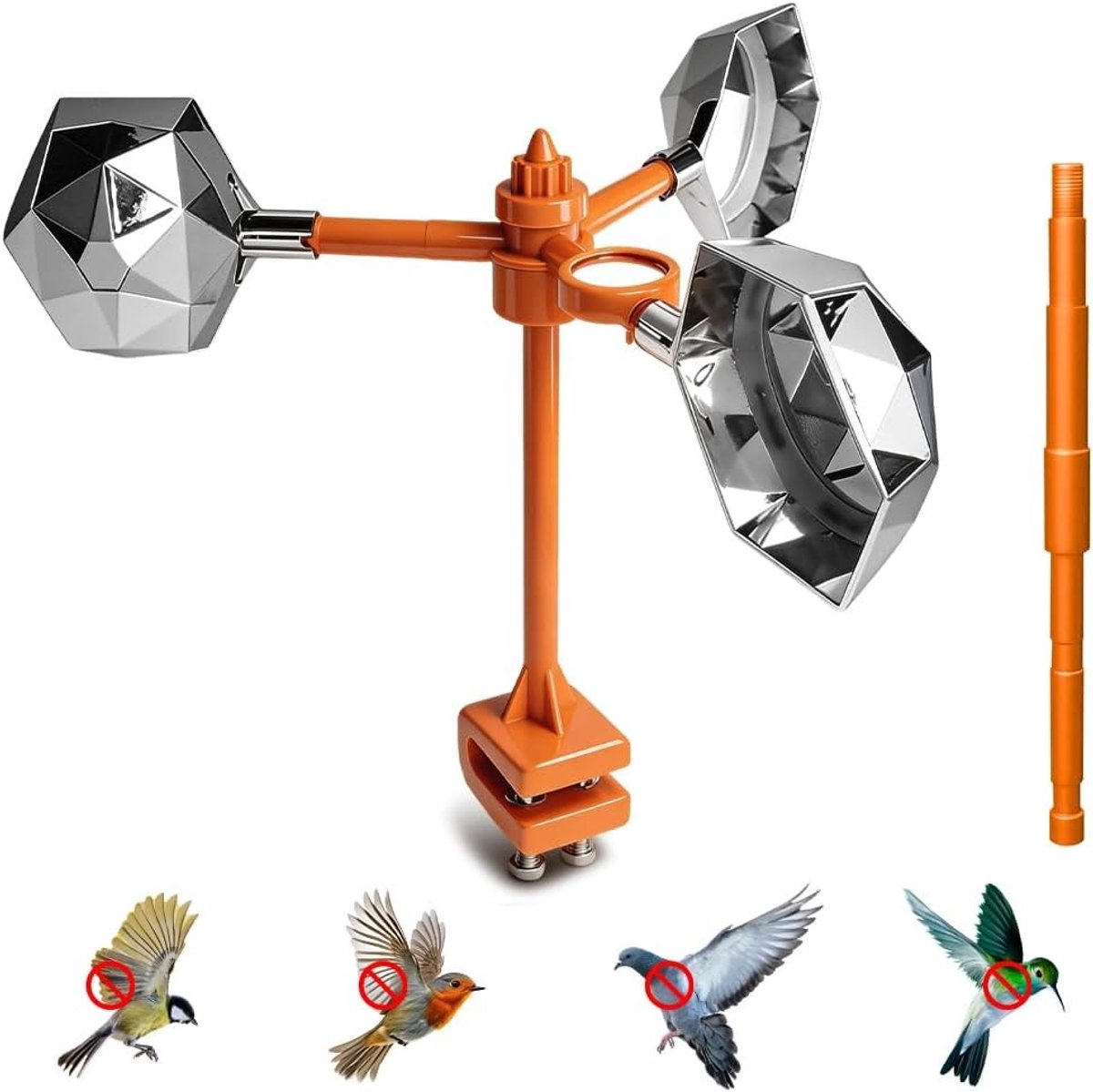 Vogelafweer Windmolen - Zilver - 28,5 cm - Reflecterende Vogelverschrikker met 288 Oppervlakken - Voor in de Tuin