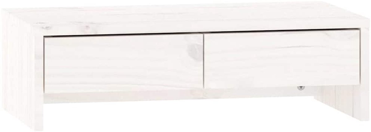 vidaXL - Monitorstandaard - 50x27x15 - cm - massief - grenenhout - wit