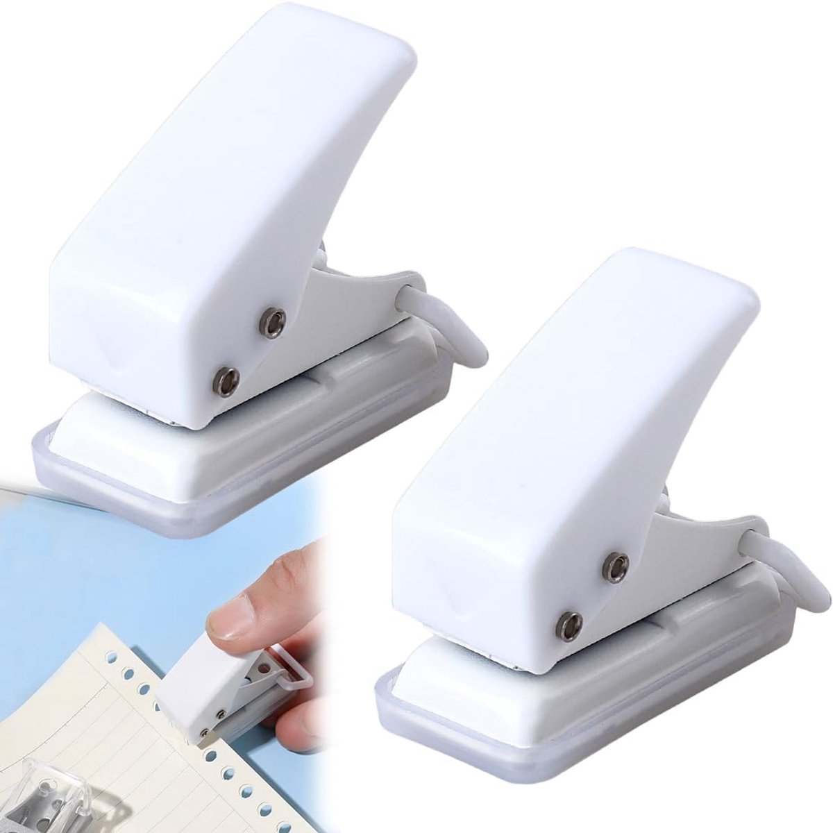 2 stuks Mini Gatperforator 1 Gat, 10 vellen tegelijk, moeiteloze perforator, voor het inbinden van bestanden, kantoor- of studenten thuisgebruik