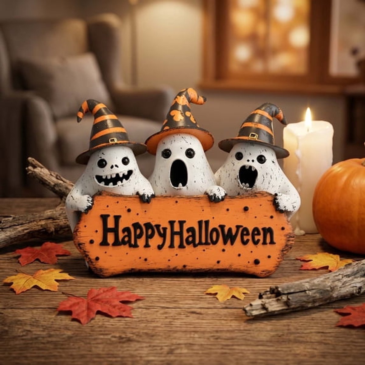 Ulisem - Halloween deurbord - Platte houten welkomstbord voor entree en veranda - Griezelig ontwerp voor trick or treat - Gemaakt van stevig en duurzaam hout - Eenvoudig ophangbaar - Ook te personaliseren