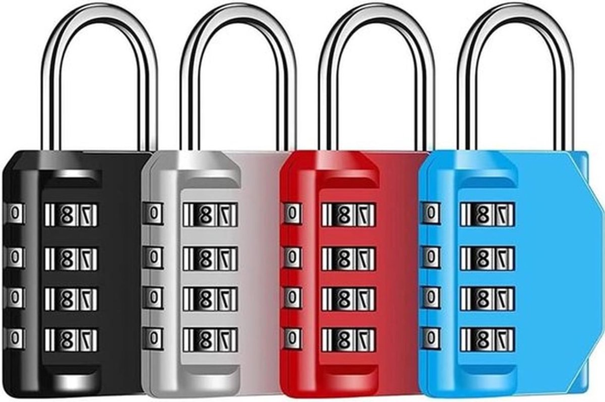 Resettable Combinatieslot Waterdicht Hangslot - 4 stuks voor School Gym Deur - Outdoor Keyless met Geharde Beugel - Poort Hek Gereedschapskist - Koffer Hasp Opslag - 4-cijferig.