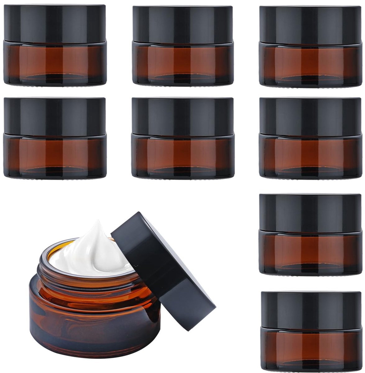 Solidchoice - Set van 9 Lege Amberen Glazen Jars 5ml