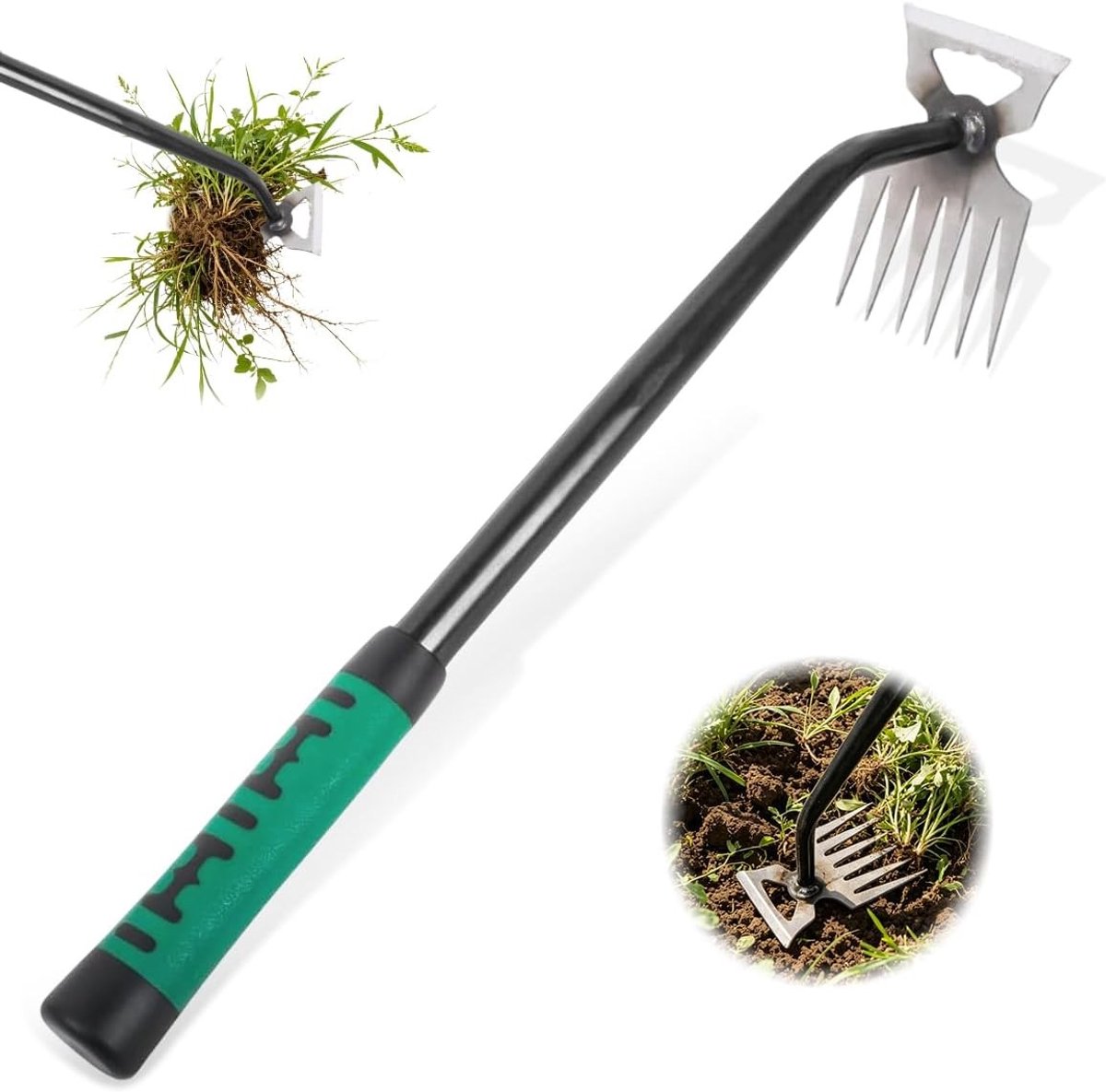 Handonkruidsteker - Groen - Lange Steel - Stevig Mangaanstaal - Voor Tuinieren