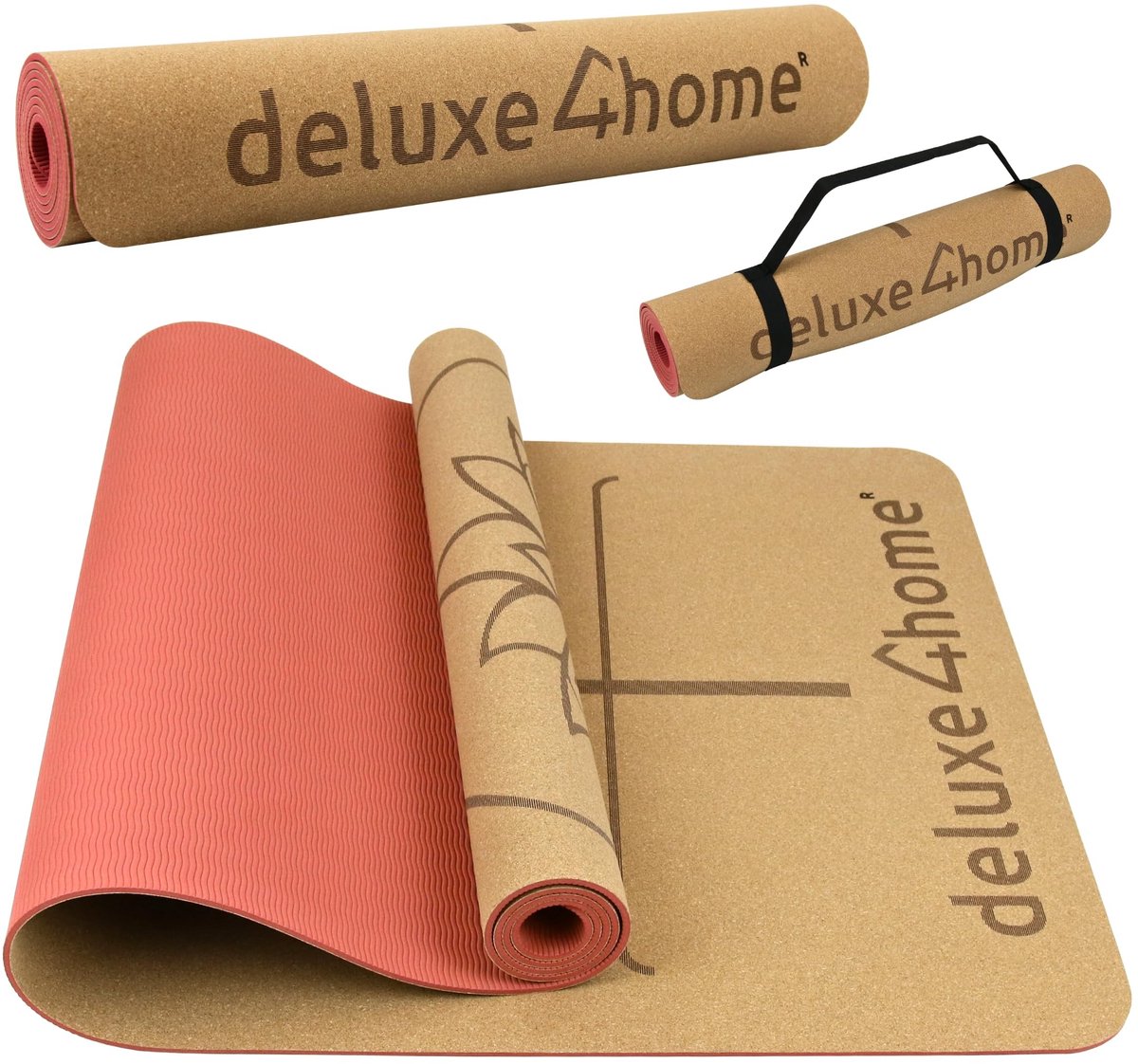 Solidchoice - Antislip Yogamat van Kurk en TPE met Draagriem