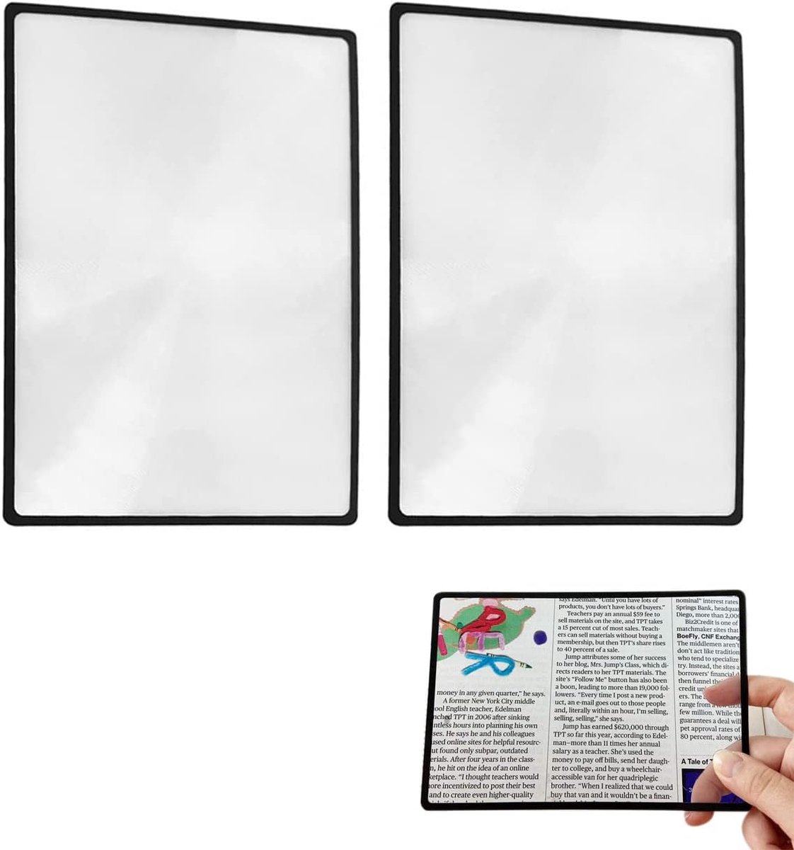 Card Magnifier 3 x (300%) Fresnel Magnifier for Elderly Old Dad Mom Reading Small Printed Books and Cards (2 Pieces - ShopVlot