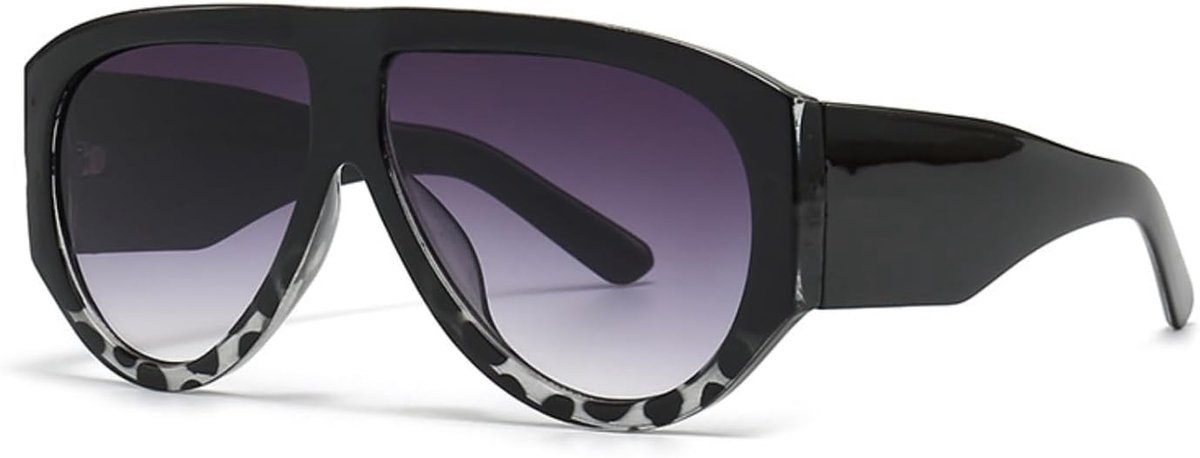 Vintage Oversized Sunglasses Oval Aviator Glasses Oversized Sunglasses for Men and Women Black - ShopVlot