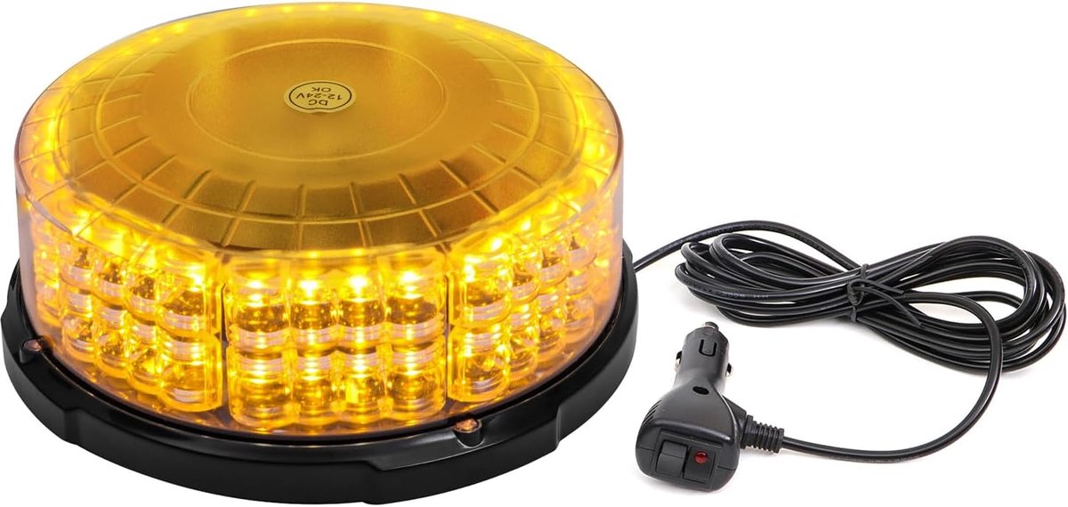 64LED Car Flashing Lamp Orange Flashing Light – Magnetic Rooftop Strobe Light 12V-24V Emergency Light Warning Lamp for - ShopVlot