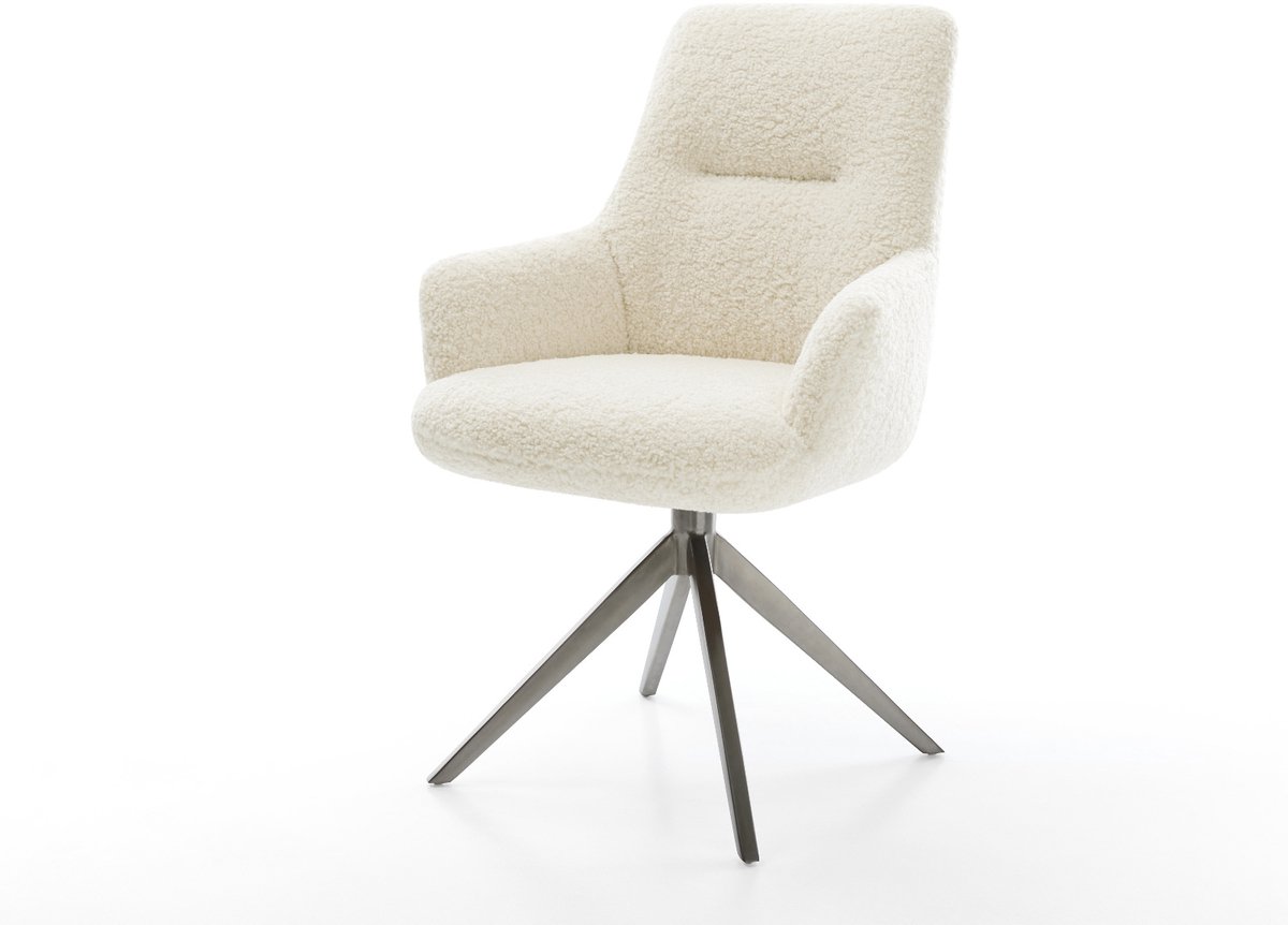 Eetkamerstoel Zelia-Flex met armleuning kruisframe breed grafiet teddy beige 360° draaibaar rocker-functie pocketveer kern