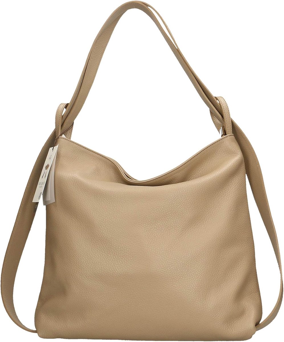 Aren ladies shoulder bag made of genuine leather Made in Italy - 37x37x9cm, mud - ShopVlot