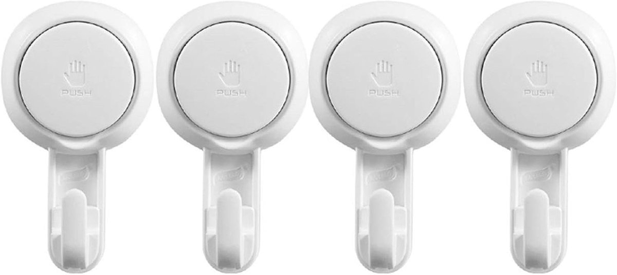 Suction Cup Hook for Shower/Suction Cup Hook/Shower Hook, Can Be Used in Bathroom, Kitchen, Bedroom, Etc. (4 Pack) - ShopVlot