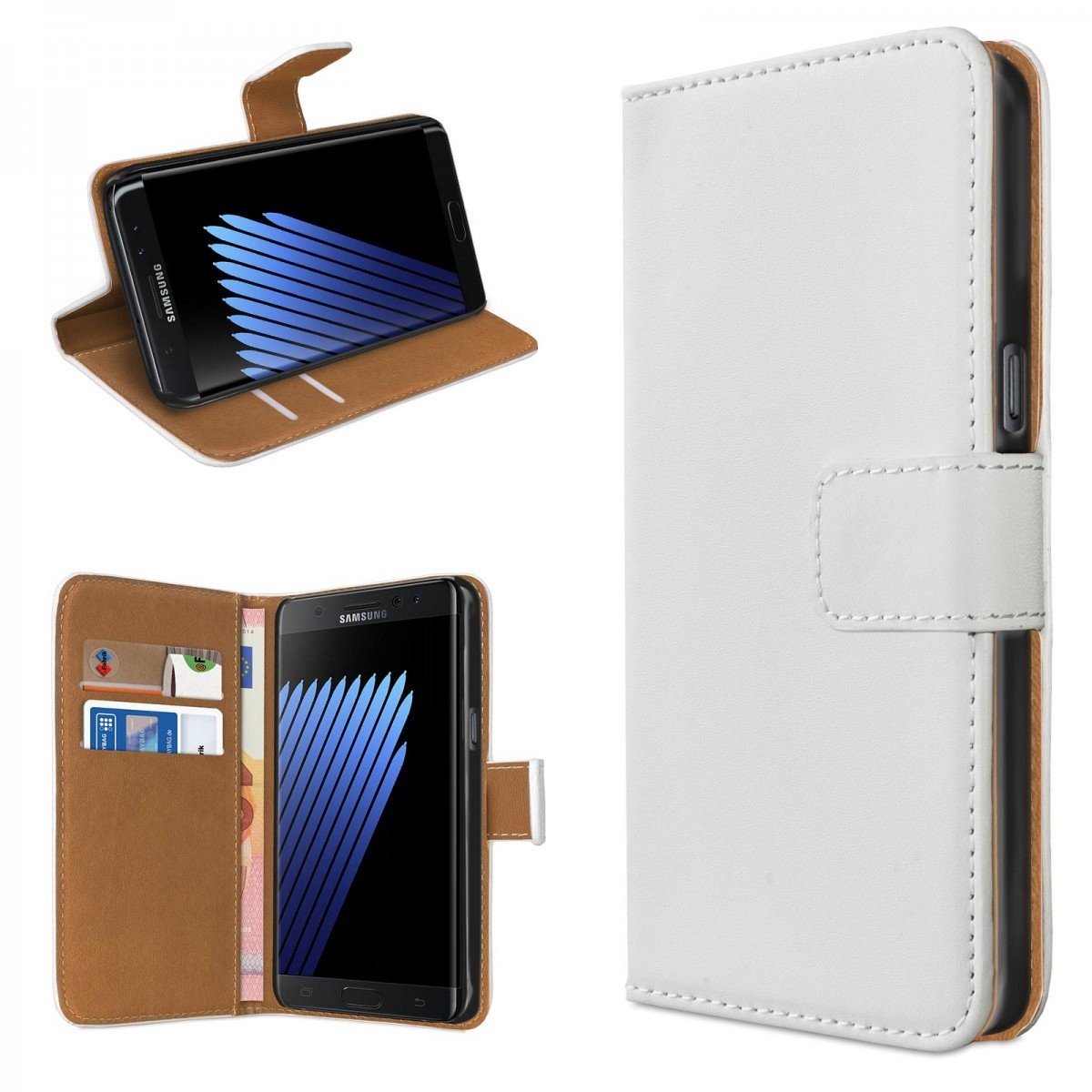 Solidchoice - Beschermhoes voor Smartphone in Boekstijl, Wit