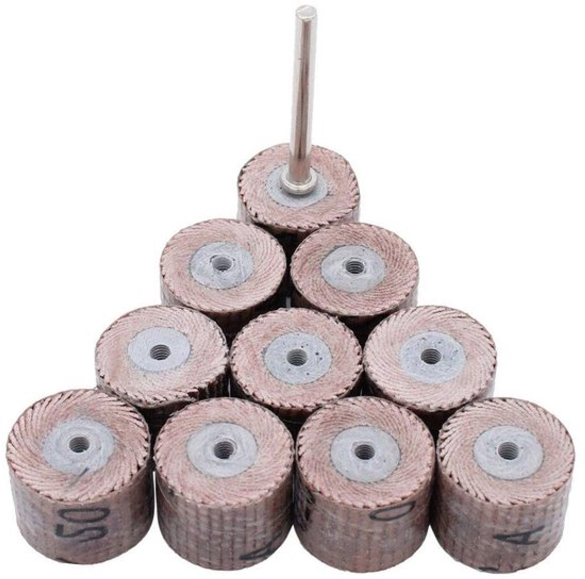 Set van 10 stuks 120# Grit Schuurpapier Polijstflappen met 12mm Schijf en 3mm Shank Mandrel voor Dremel Rotatietools, Perfect voor Houtbewerking en Metaalbewerking