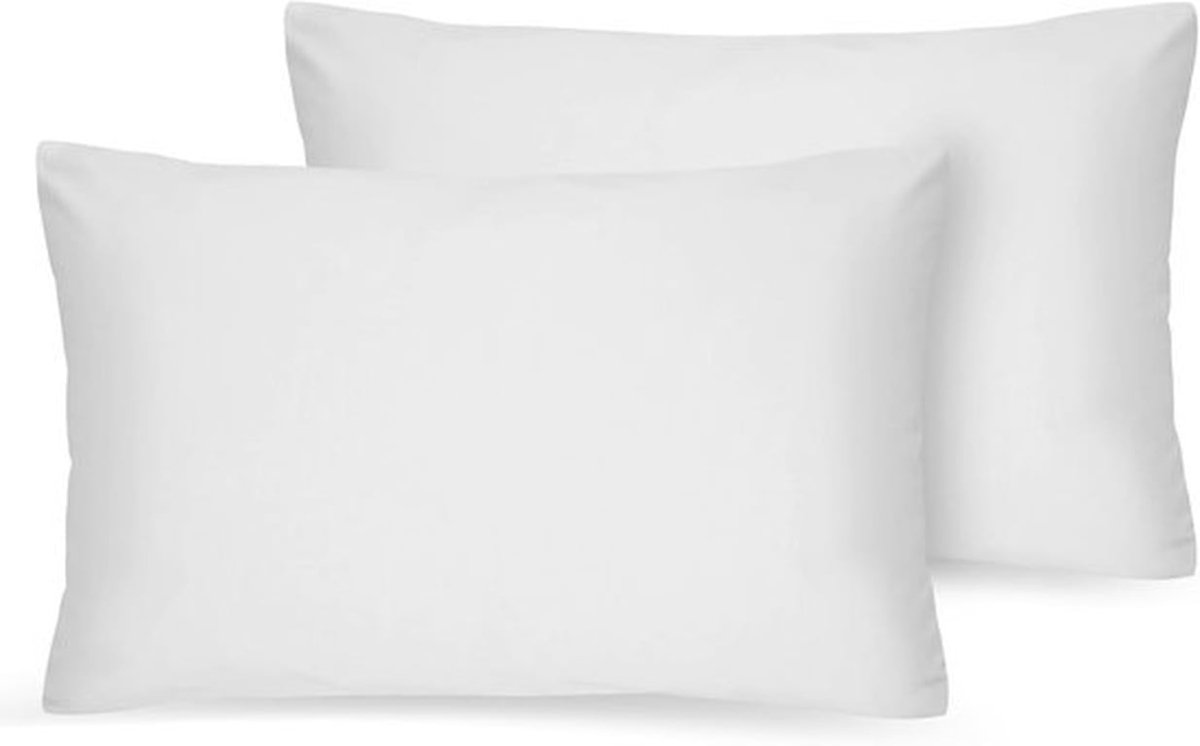 Set van 2 Kussenhoezen van 100% Microfiber, Zacht en Kreukvrij, Stijlvolle Witte Kussenslopen met Verborgen Rits, 50x80cm, Vlekbestendig en Duurzaam