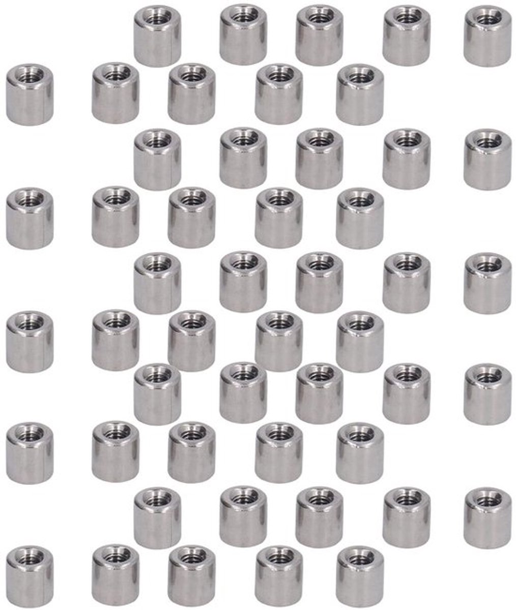 Ronde M4 Koppelnut van 304 RVS - 50 Stuks - Duurzame Verbindingselementen voor Stangen en Schroefdraad