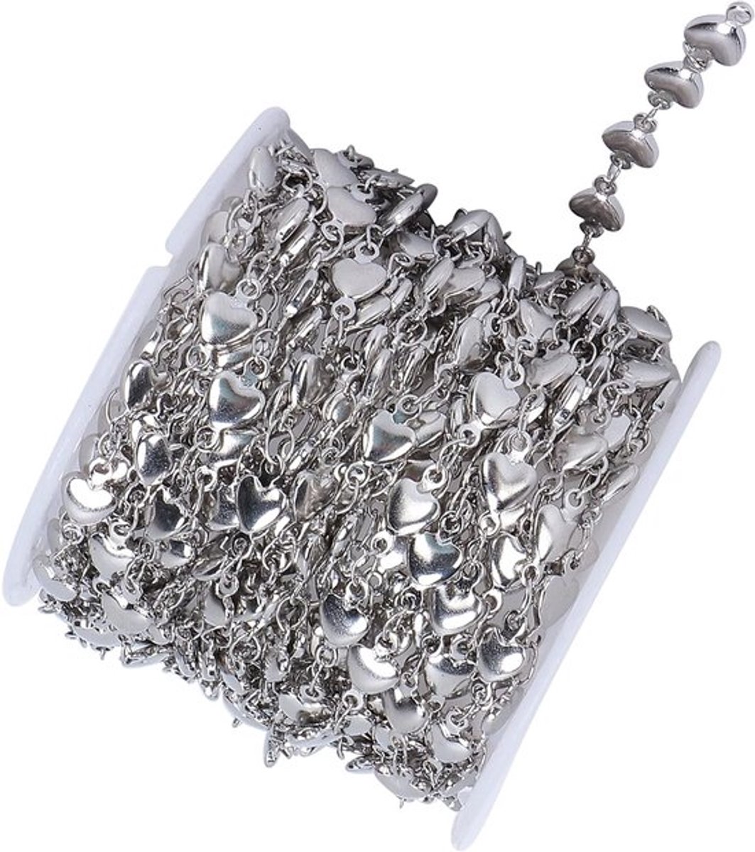 Hartvormige RVS Kettingen, 16,4 Meter Zilveren Kabelkettingen voor DIY Armbanden en Sieraden Maken, Perfect voor Creatieve Projecten