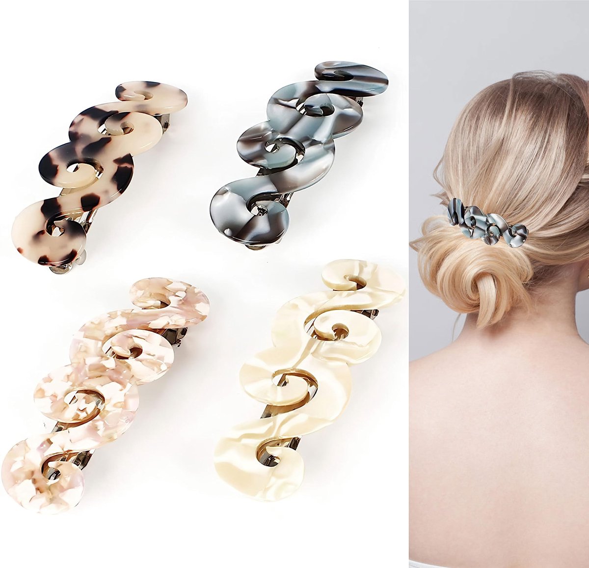 Solidchoice - 4 Stuks Automatische Haarspeldjes voor Dames en Meisjes
