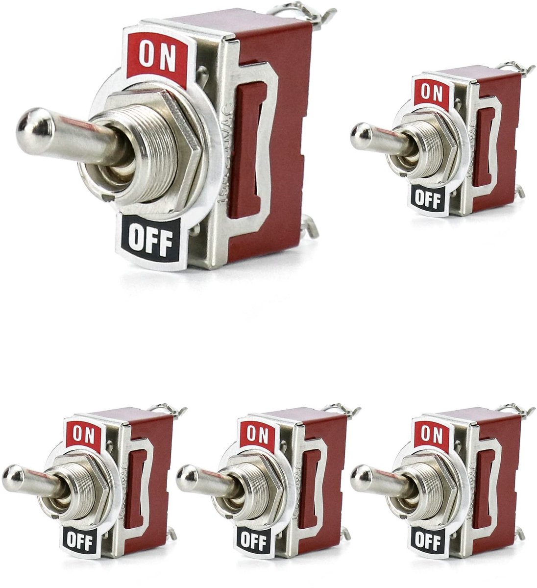 Solidchoice - 5 Stuks Hoge Kwaliteit Koperen Toggle Switch - ON/OFF Schakelaar voor Voertuigen