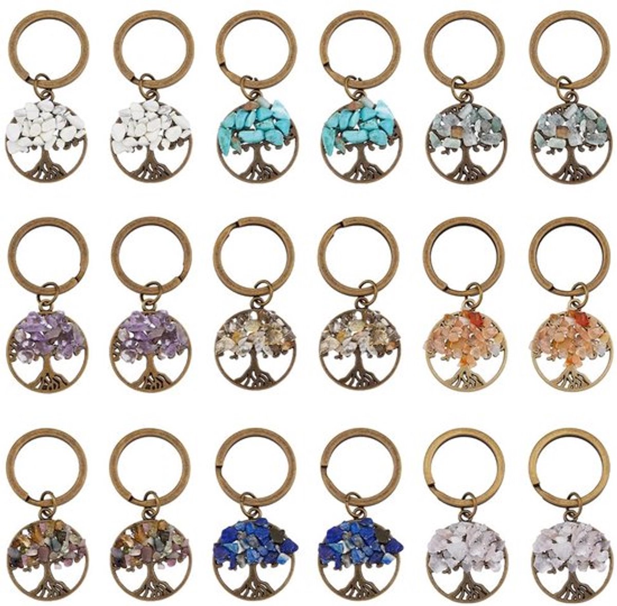 Store_8 - Levensboom Sleutelhanger - Natuurlijke Kristalsteen