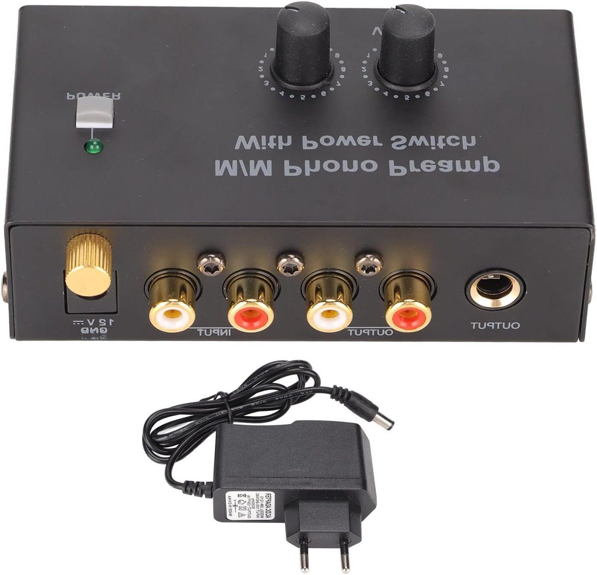 Phono voorversterker - Platenspeler versterker - Muziek luisteren - Geluidsarme werking - Mini formaat - Zwart