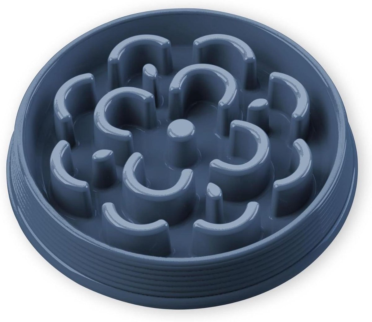 Anti Schrok Voerbak - Slow Feeder Hond - Hond Gezond Houden - Bloemmotief Design - 25x25x4 cm - Indigo Blauw