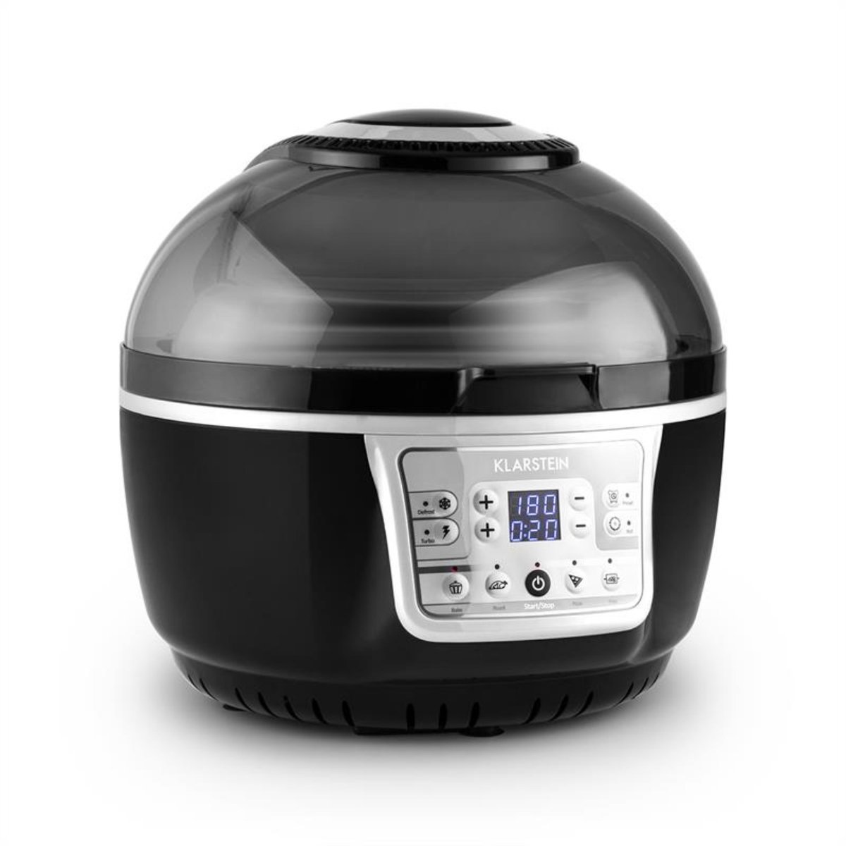 Klarstein VitAir heteluchtfriteuse, 1400 watt, vetvrij frituren + bakken + grillen + roosteren, halogeen-infrarood-verwarmingselement, automatisch, antiaanbaklaag, zwart