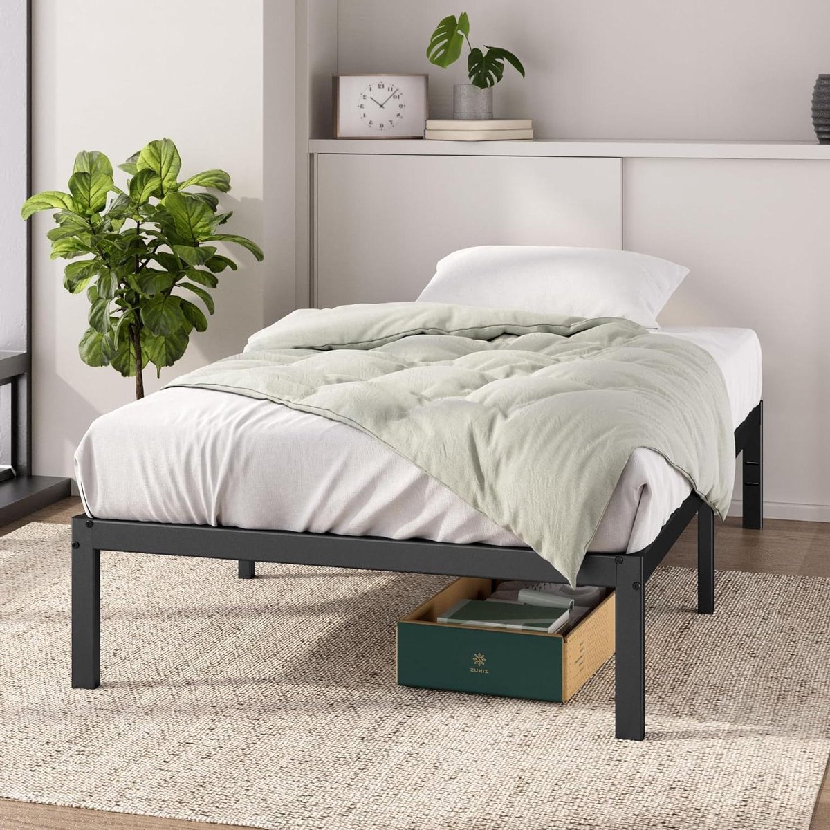 Metalen Bedframe - Platformbed Frame - Slaapkamer Organisatie - Stalen Constructie - 80 x 190 cm - Zwart
