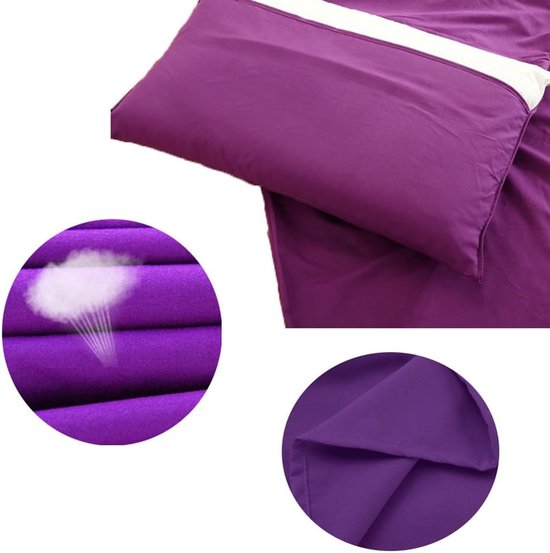 Reisslaapzak Laken - Zomer Slaapzak - Comfortabel Slapen - Met Kussentas - 210 x 75 cm - Paars — afbeelding 3