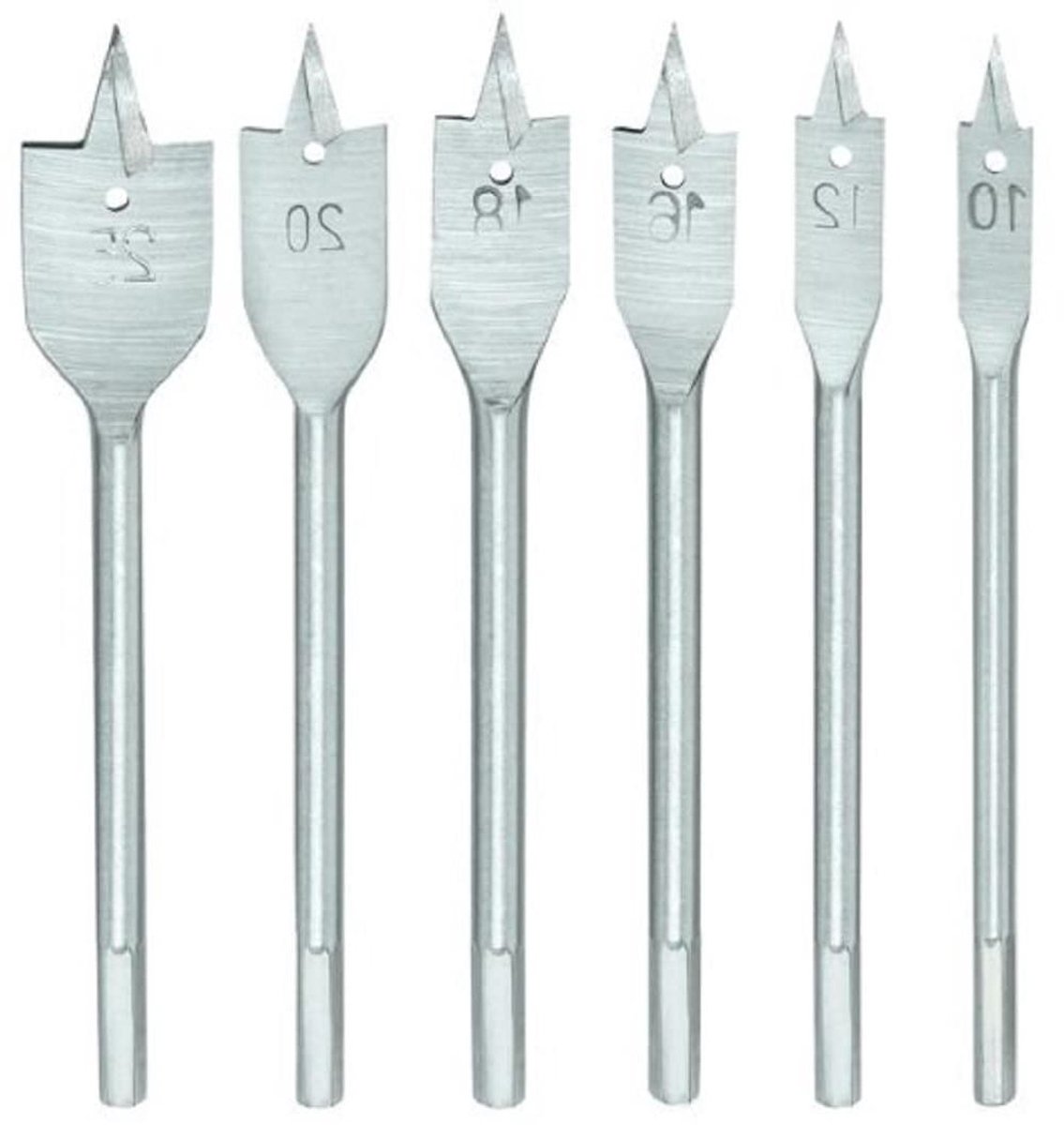 platte freesboorset - metaalboren set - metaal bewerken - 6-delige set - 1 cm dikte - zilverkleurig