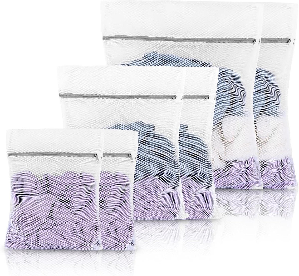 Waszak Set - Netten Wasmachine - Kleding Beschermen - Met Ritssluiting - 6 Stuks - Wit