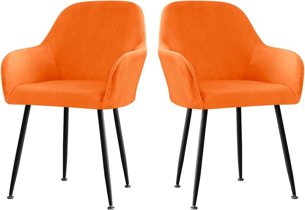Eetkamerstoelhoezen Set - Stoelhoezen - Meubels Beschermen - Elastisch Fluweel - Set van 2 - Oranje