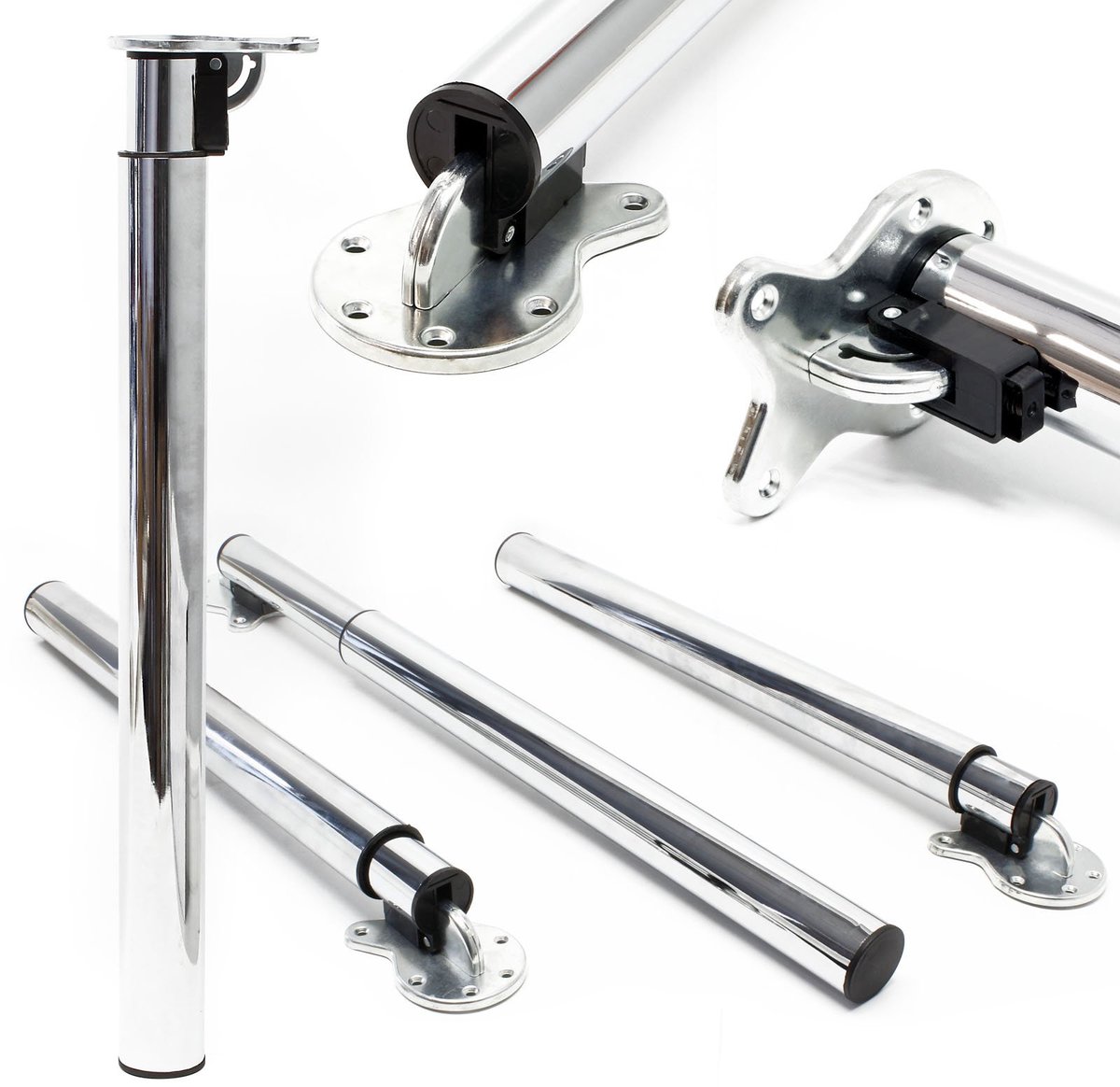 chroom set van 4, in hoogte verstelbaar 70-110 cm meubelpoten
