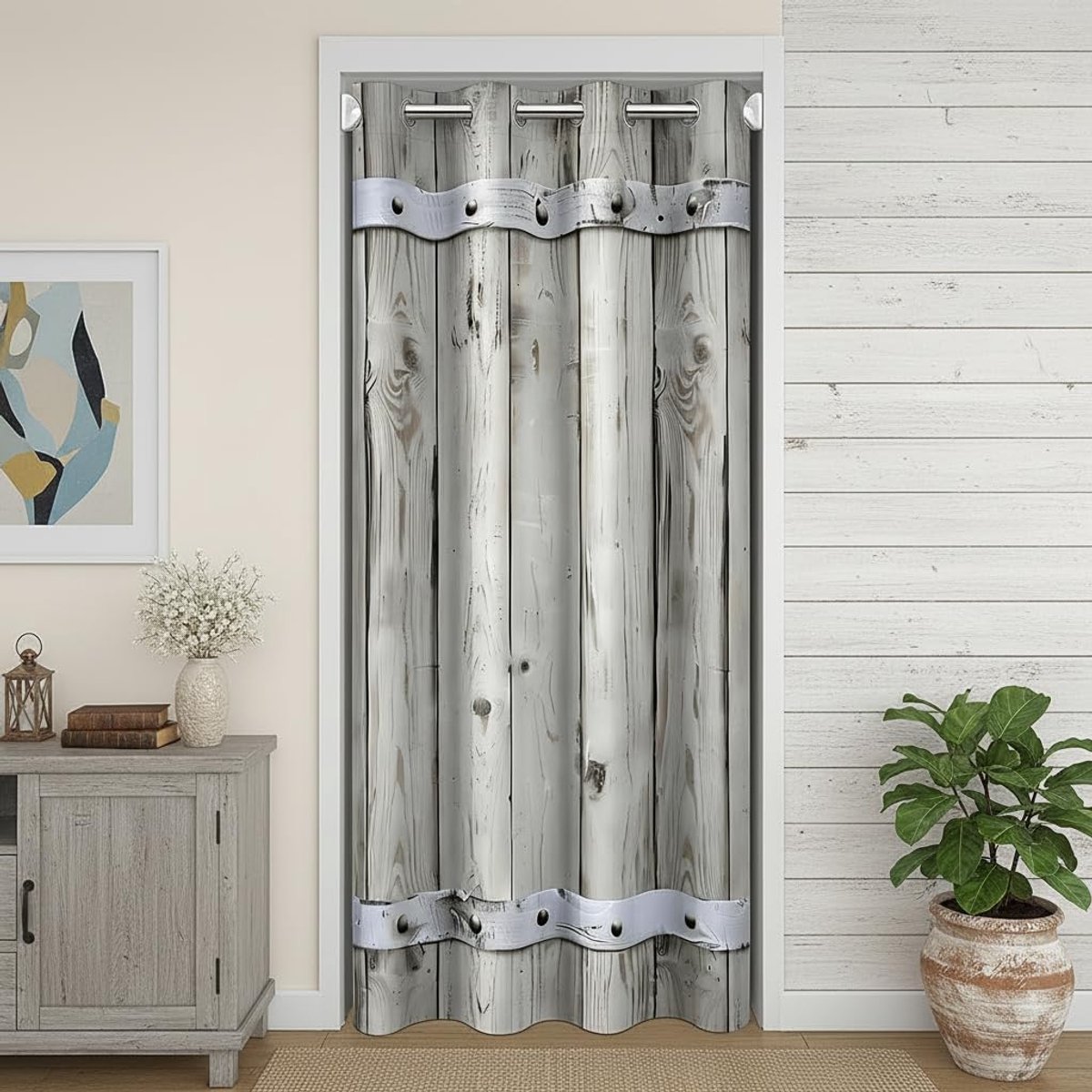 houten deurgordijn, 106 x 203 cm, boerderijstijl, oude schuur deurkozijnen voor kinderen, retro metalen deurgordijnen voor privacy