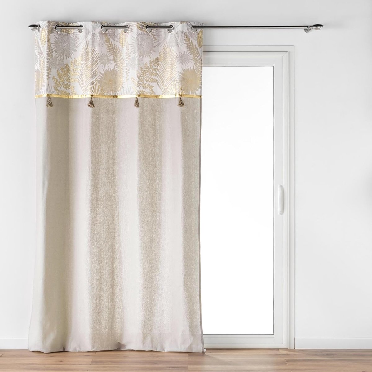 douceur d'intérieur, Gordijn met ogen (140 x 240 cm) Melisse, katoen/polyester en metallic top