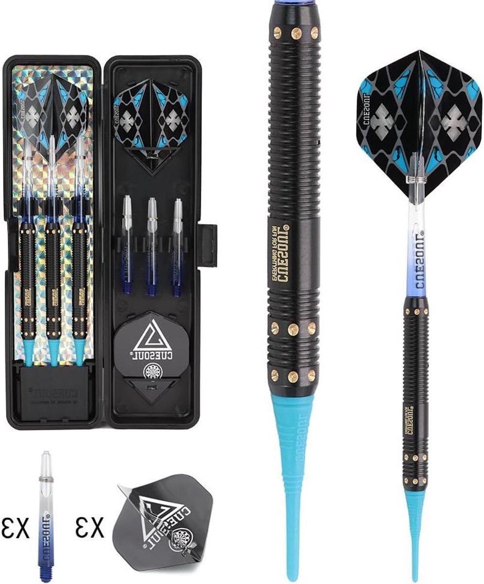 Dartpijlen Set - Soft Tip Darts - Elektronisch Dartbord - Toernooikwaliteit Lopen - 16 gram - Blauw