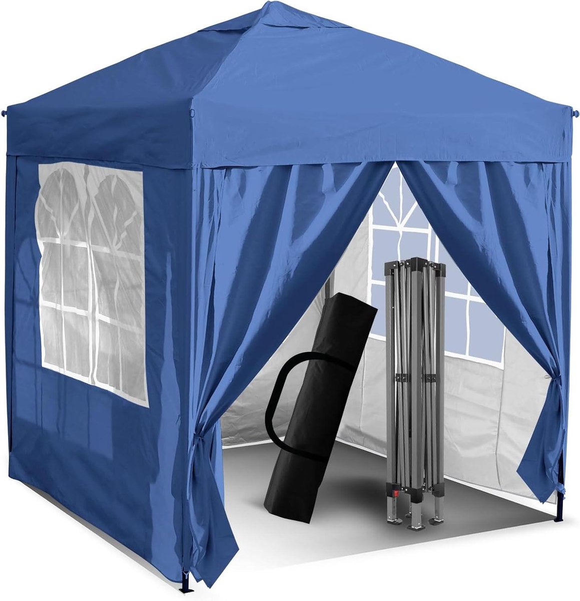 Pop-up paviljoen - Tuinhuisje feest - Buitenfeesten organiseren - Afneembare zijwanden - 3 x 3 meter - Blauw