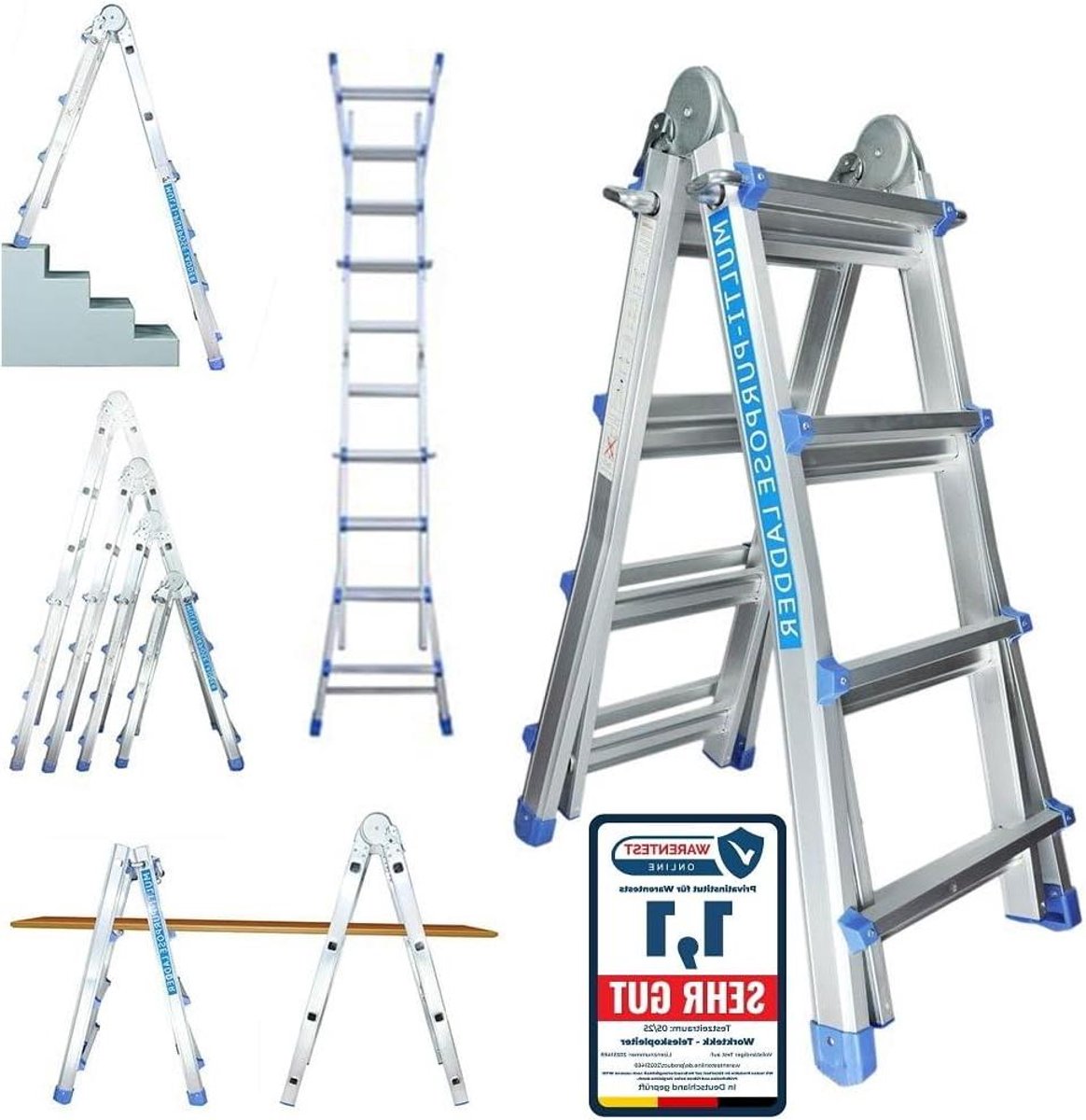 Telescopische Ladder - Aluminium Ladder - Klus Klussen - Ombouwbaar Ontwerp - 410 cm Hoog - Aluminium