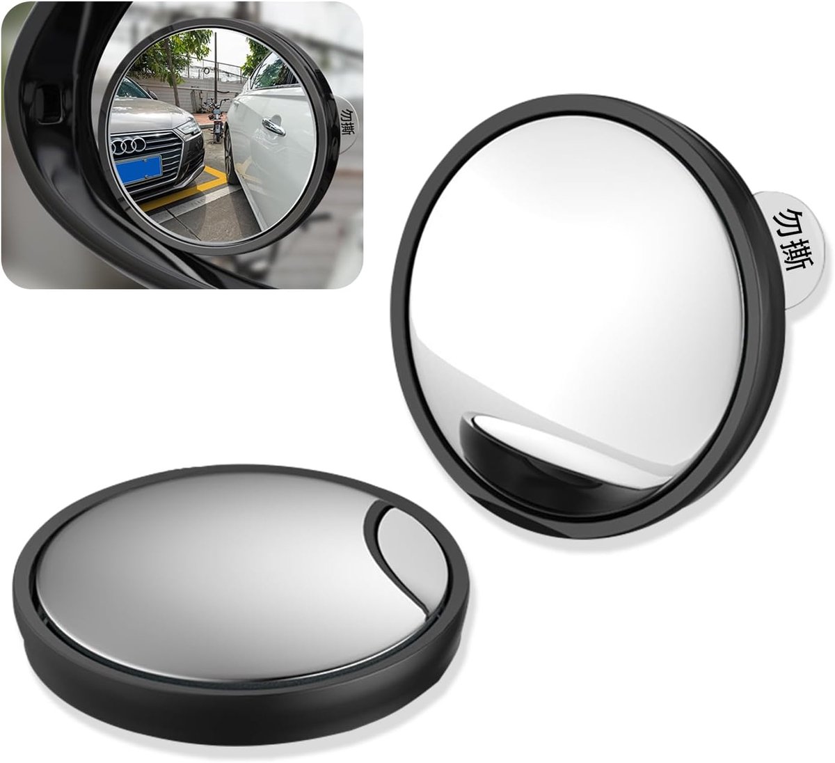 2 Stuks Blind Spot Spiegel,360 Graden Rotatie Verstelbare Groothoekspiegel,Echt Glas Dodehoekspiegel Auto, Convexe Spiegel, Extra Achteruitkijkspiegel Voor Alle Soorten Voertuigen,Zwart