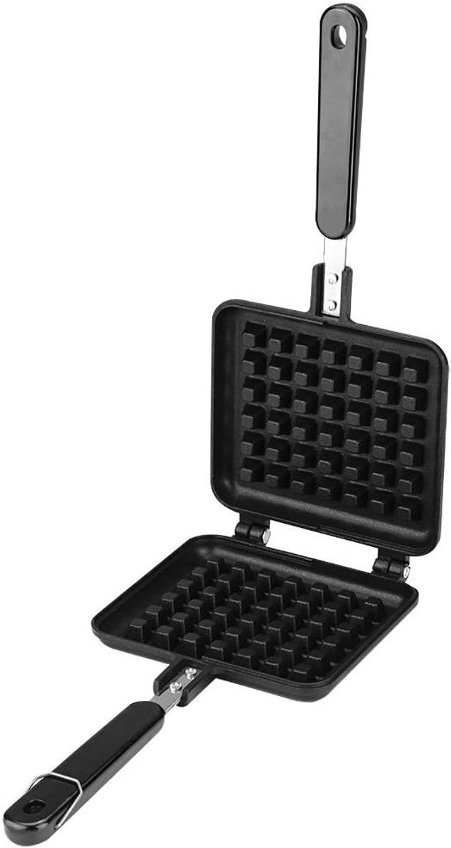 Wafelijzer Pan - Keuken Bakvorm - Huisgemaakte Wafels - Dubbelzijdig Drukken - 14 cm Diameter - Zwart