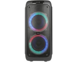 Qonos Bluetooth Speaker Partybox - Draadloos - 1 Microfoon - LED Verlichting - Karaoke - Radio - 120W - Zwart
