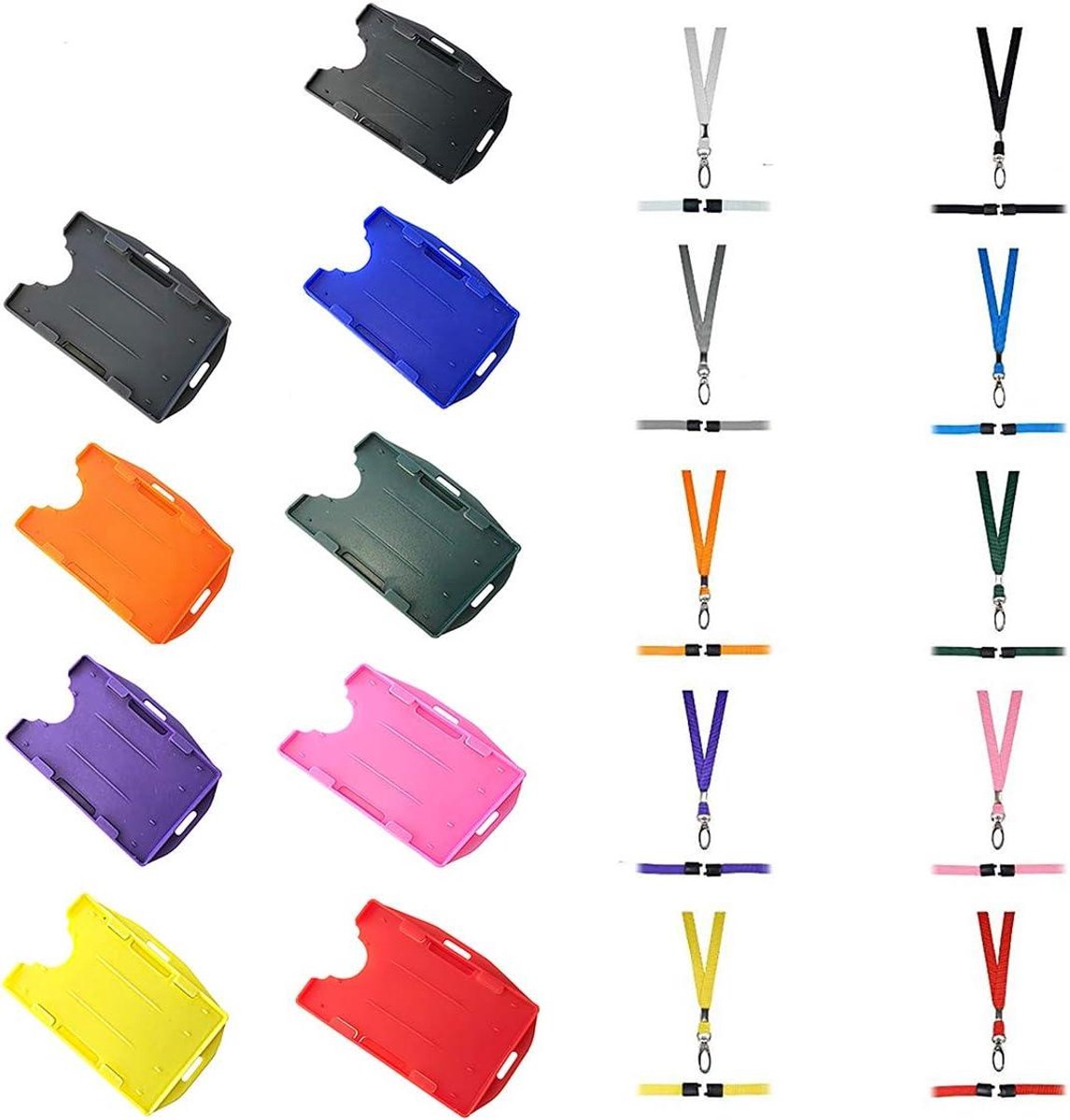 Dubbele ID-kaarthouder - Kaarthouder Lanyard - Werk Identificatie - Veiligheidsonderbreking - 9 x 6.5 cm - Roze
