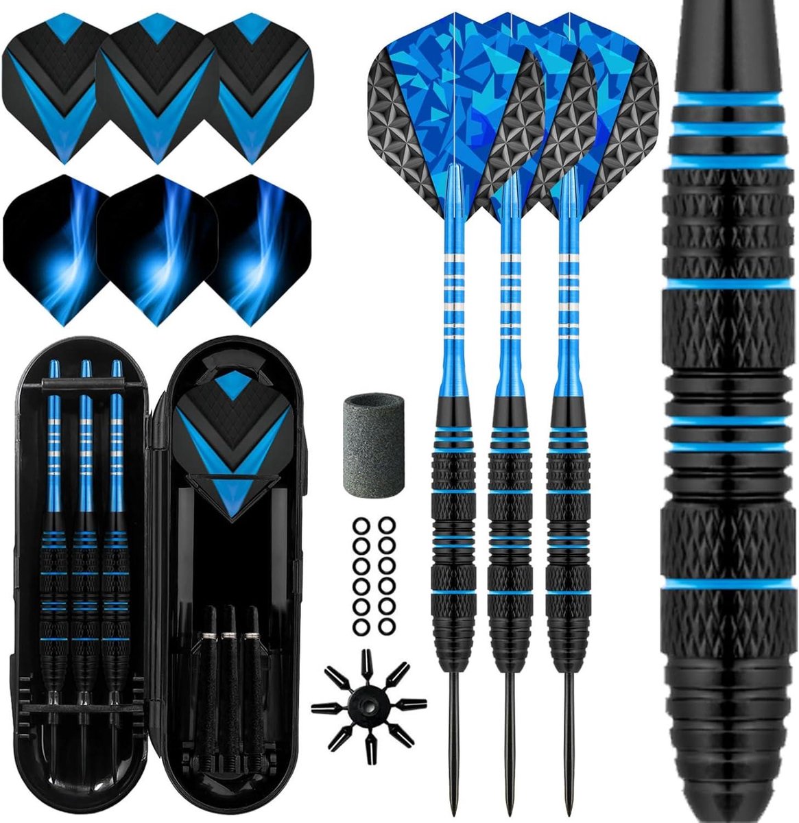 Stalen Tip Darts - Dartpijlen Set - Precisie Werpen - Professionele Balans - 3 stuks - Zwart-Blauw
