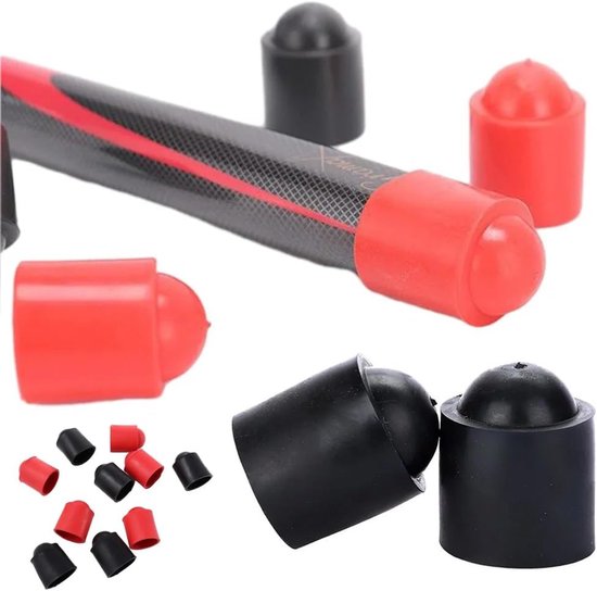 Biljart Keu Beschermers - Keu Doppen Rubber - Keu Beschermen - Schokabsorberend Ontwerp - 12 Stuks - Zwart Rood — afbeelding 5