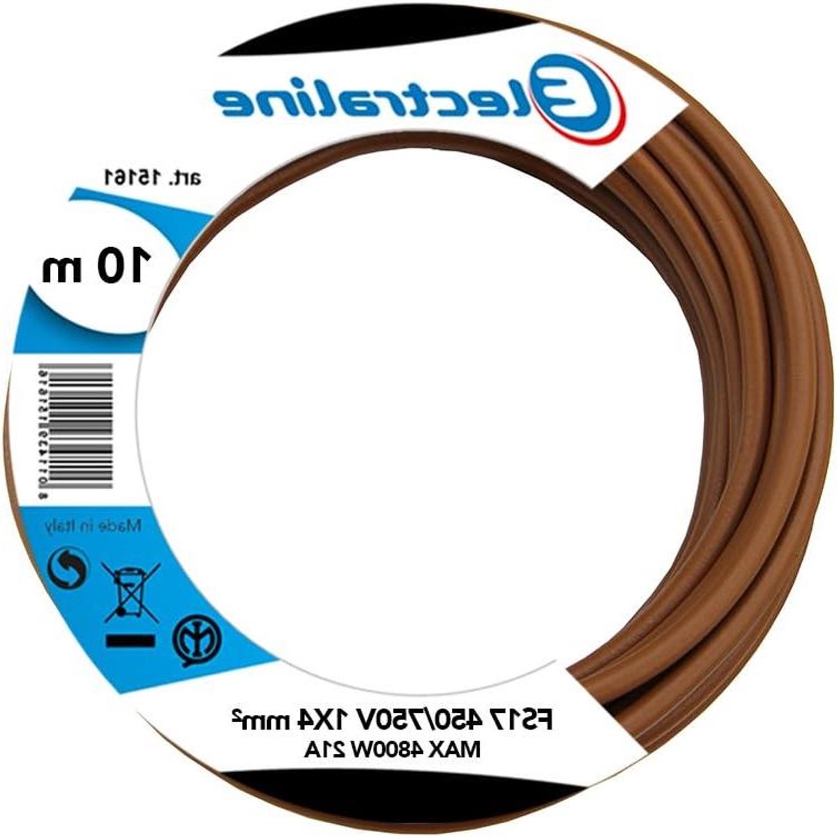 Aderkabel - Installatiedraad Elektra - Verbouwingen - CPR-gecertificeerd - 10 meter 4 mm² - Bruin