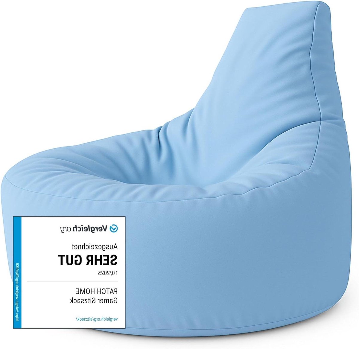 Zitzak Loungekussen - Gamerkussen Stoel - Ontspannen Zitten - Waterafstotend Nylon - 75 cm x 80 cm - Lichtblauw