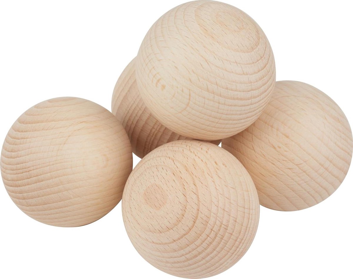 Houten Ballen - Ongeboorde Bollen - Knutselen en Decoratie - Glad Afgewerkt Beukenhout - 50 mm Diameter - Natuurlijk Hout