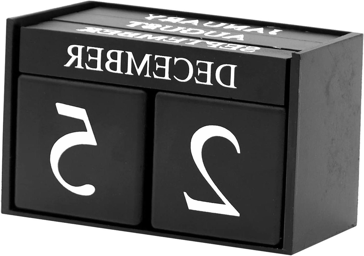 Houten Blokkalender Bureaukalender Herbruikbaar en Eeuwigdurend Datumdisplay