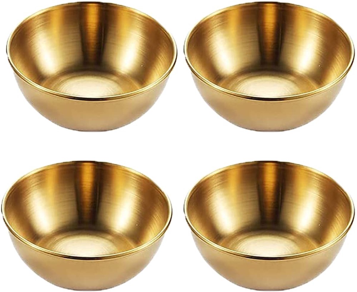 4 stuks sushi soja dompelkommen, mini-dipkommen, ronde sauskommen, snackserveerschalen, ronde roestvrijstalen kommen, duurzaam, gemakkelijk schoon te maken, voor ketchup, snacks, sojasaus, specerijen,