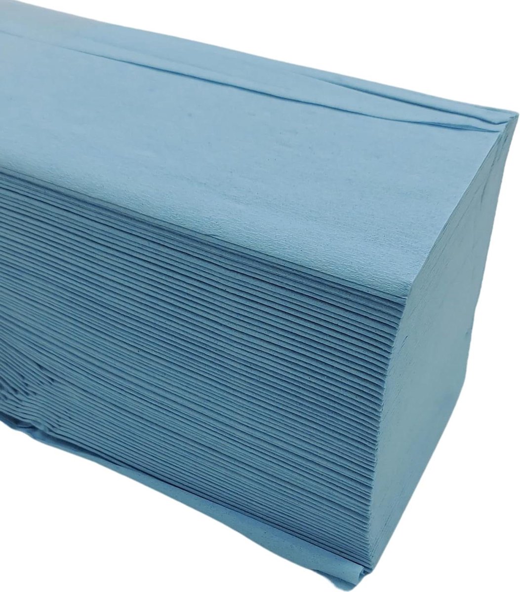 Papieren Handdoeken - Vouwpapier - Hygiënisch Werken - Zachte Cellulose - 3750 Vellen - Blauw