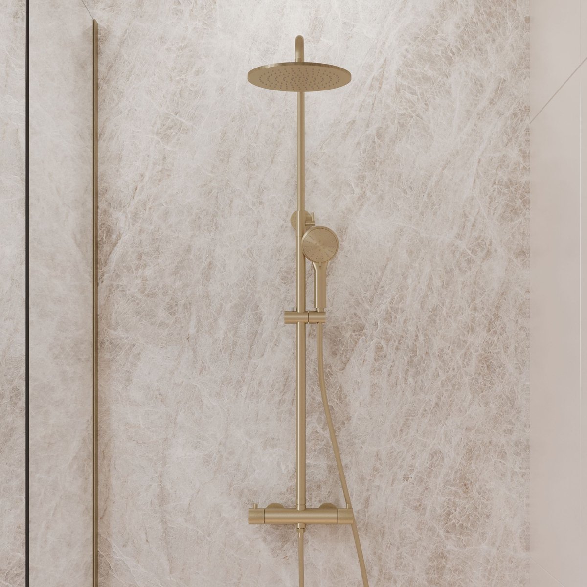 Complete thermostatische regendouche rond Sanitado Fancy RVS-304 in mat goud