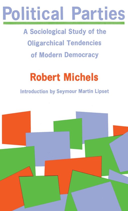 Boek "Political Parties" met abstracte gekleurde vlakken.